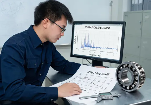 Bearing application engineer reviewing shaft load data
